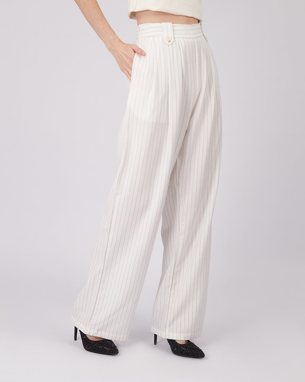 White Pants Black Stripes