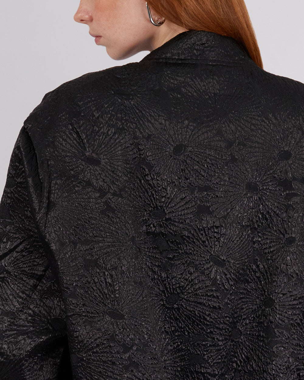 Black Bomber Jacket Floral Design