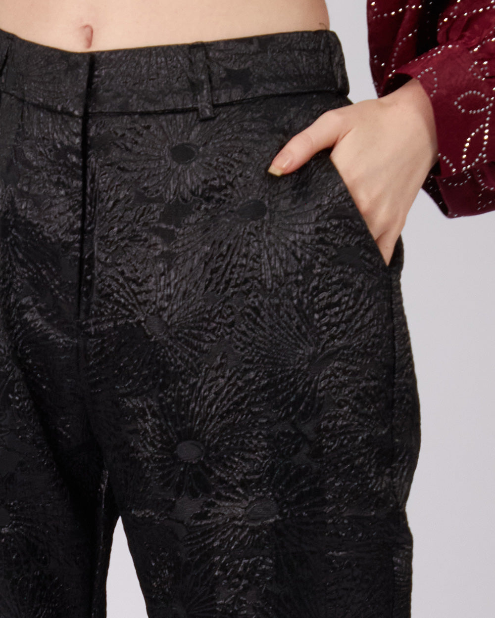 Black Trousers Floral Pattern
