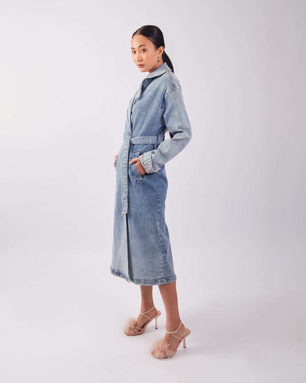 Light Blue Denim Trench