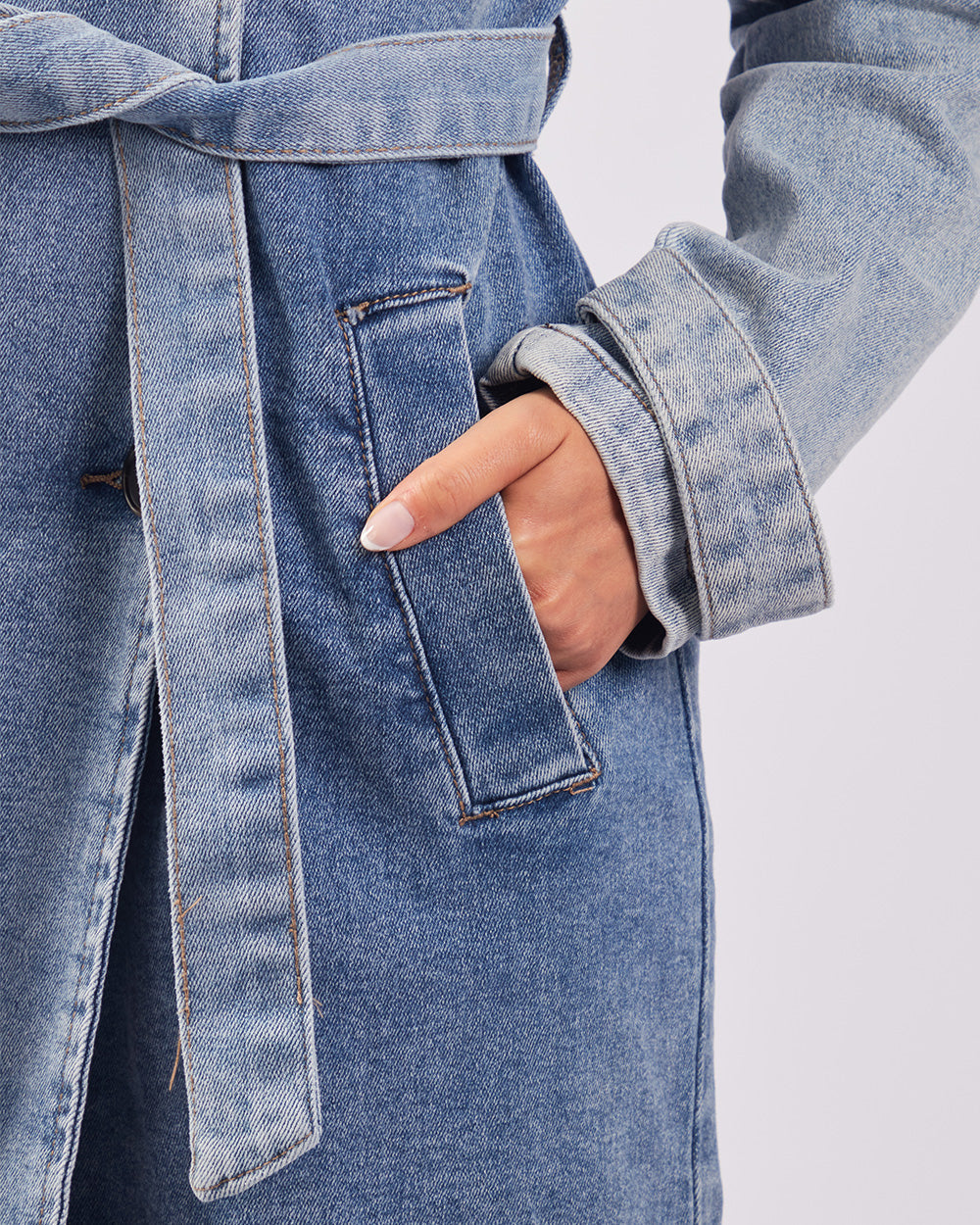 Light Blue Denim Trench