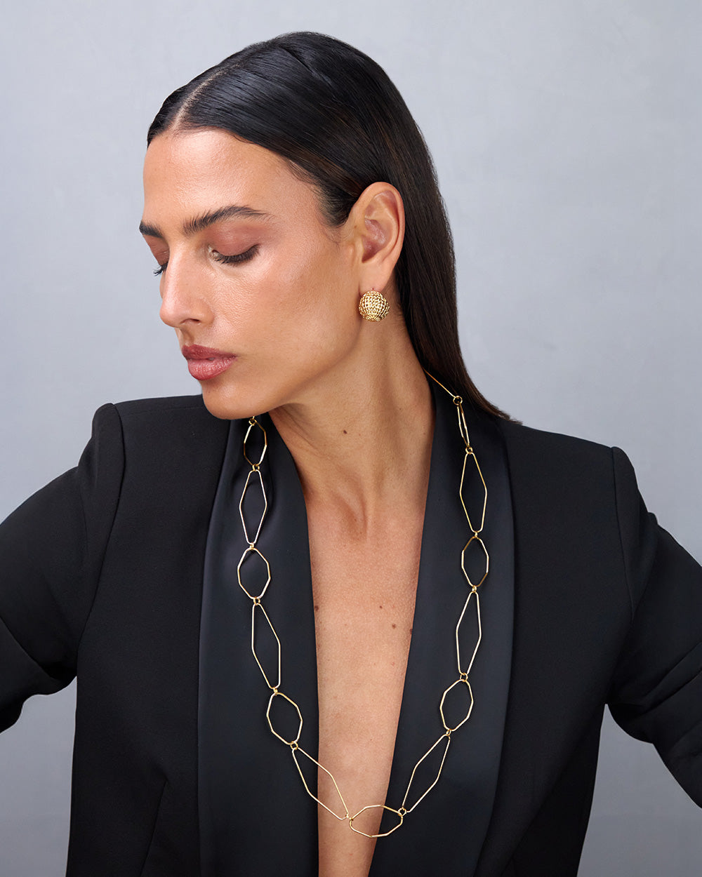 Gold Necklace In The Shape Of Rhombus