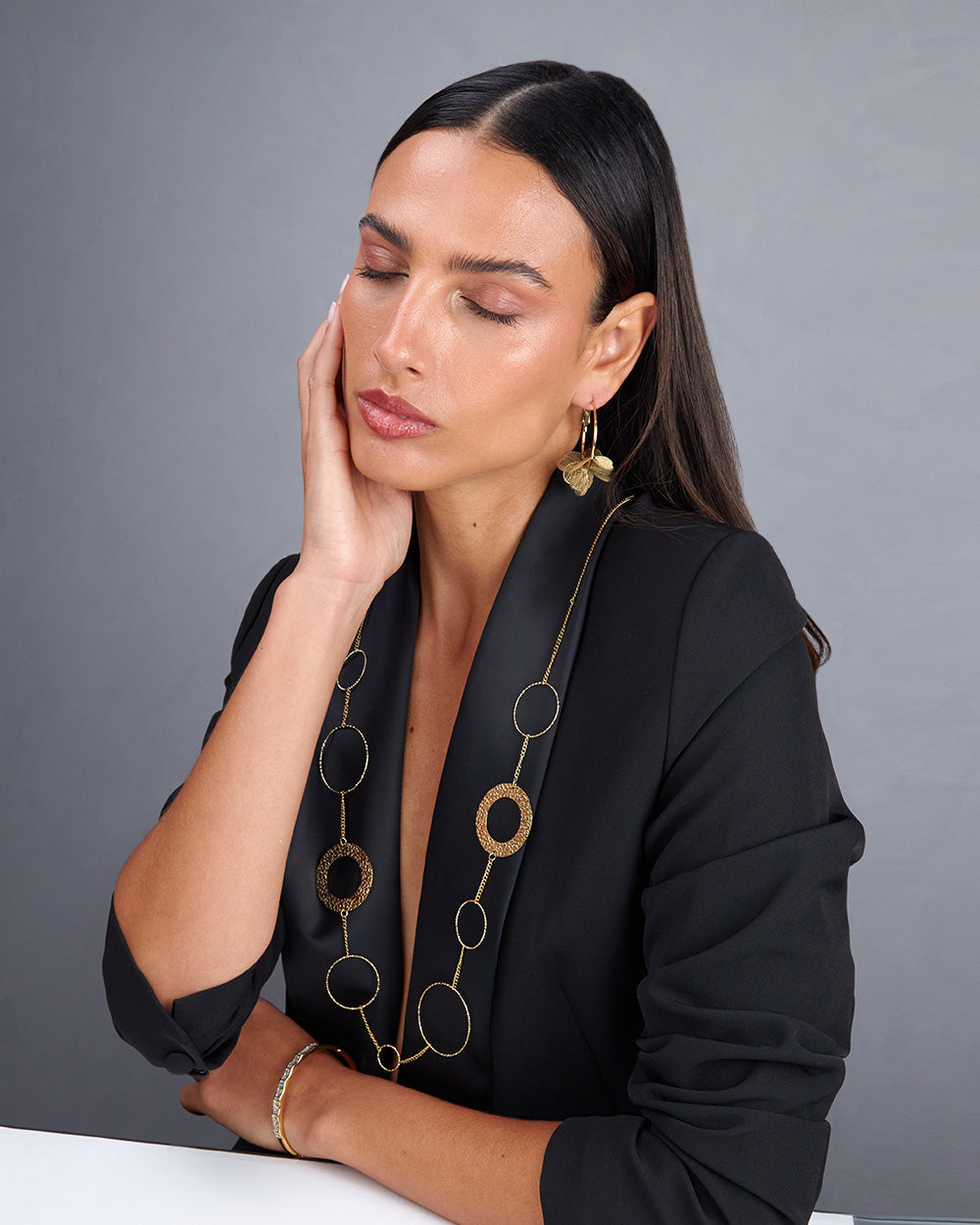 Gold Necklace Circular Charms