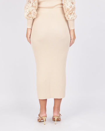 Sparkle Knitted Beige Long Skirt