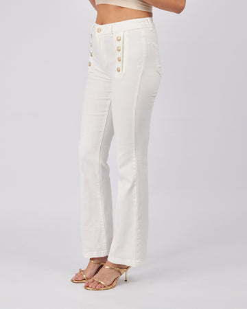 White Denim Pants Buttons