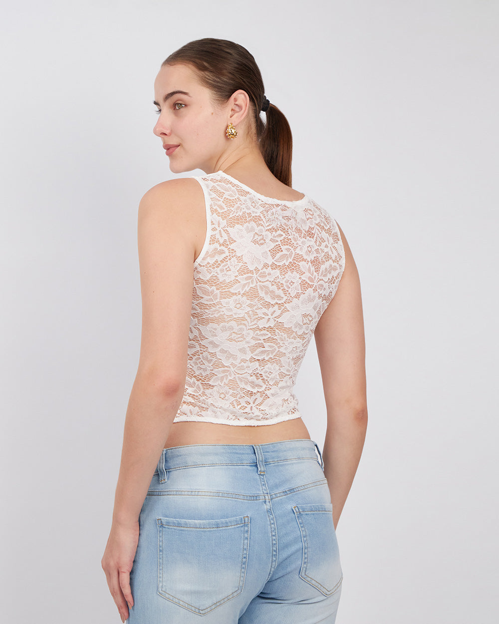 White Top With Pearl Flowers