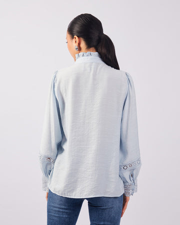 Sky Blue Brocade Blouse