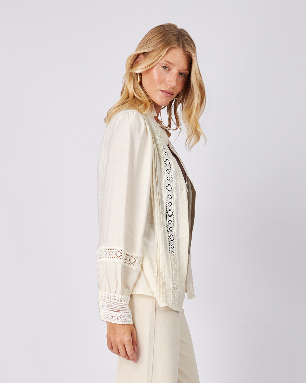 Cream Brocade Blouse
