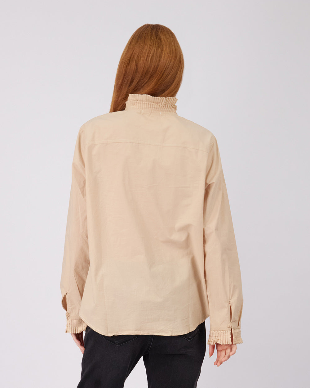 Beige Blouse Neru Collar