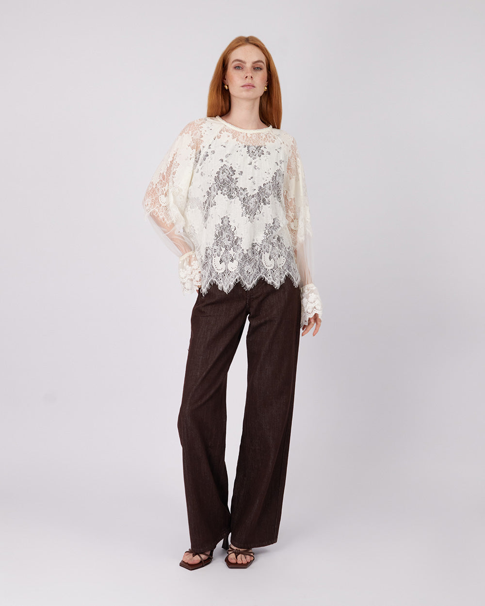 Pearl Lace Floral Blouse