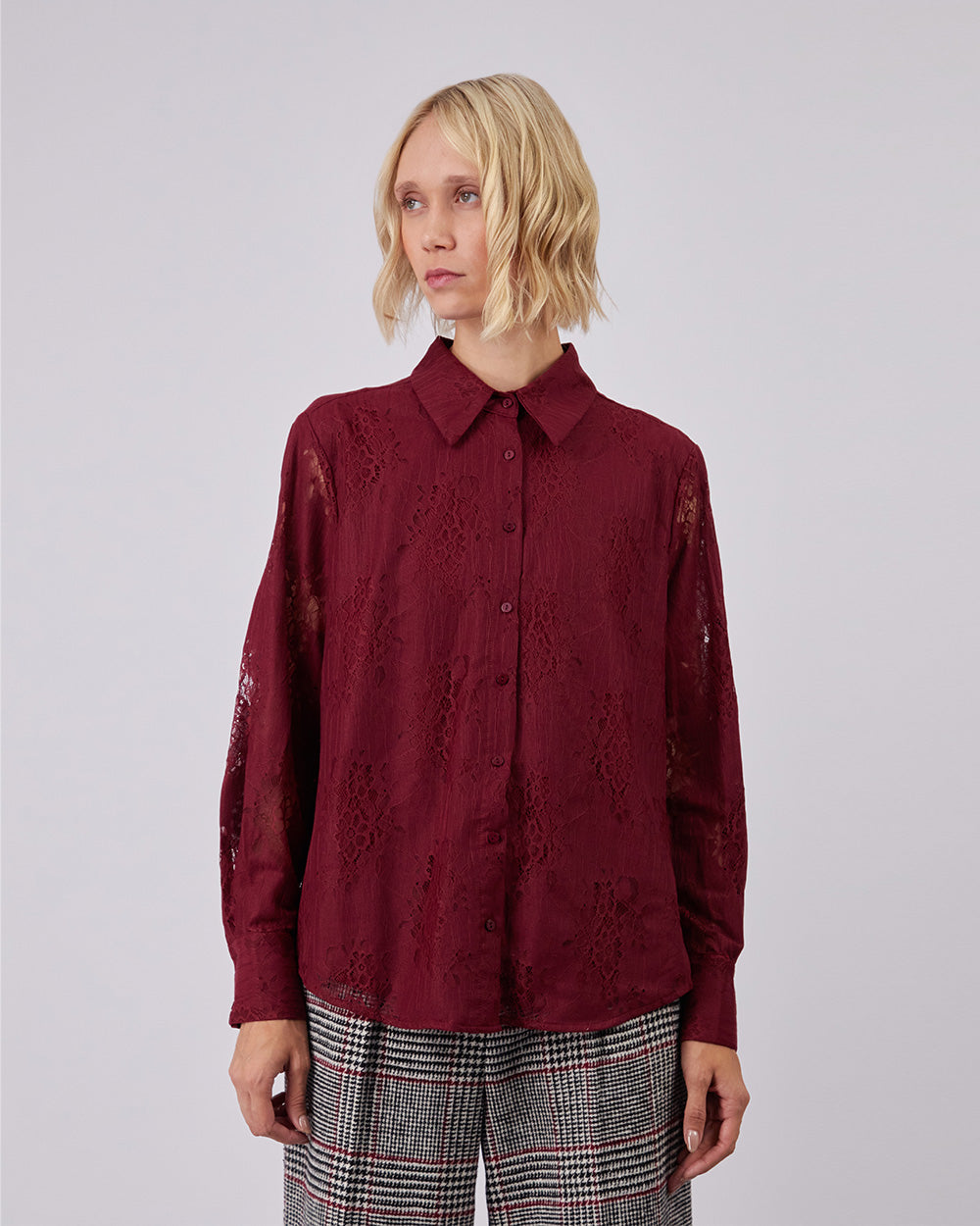 Burgundy Lace Blouse