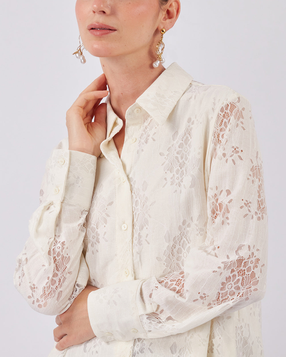 Pearl Lace Floral Shirt