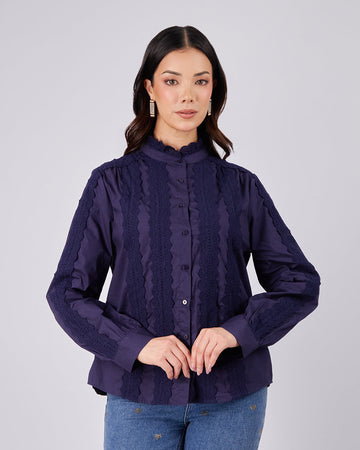 Blue Broderie Blouse