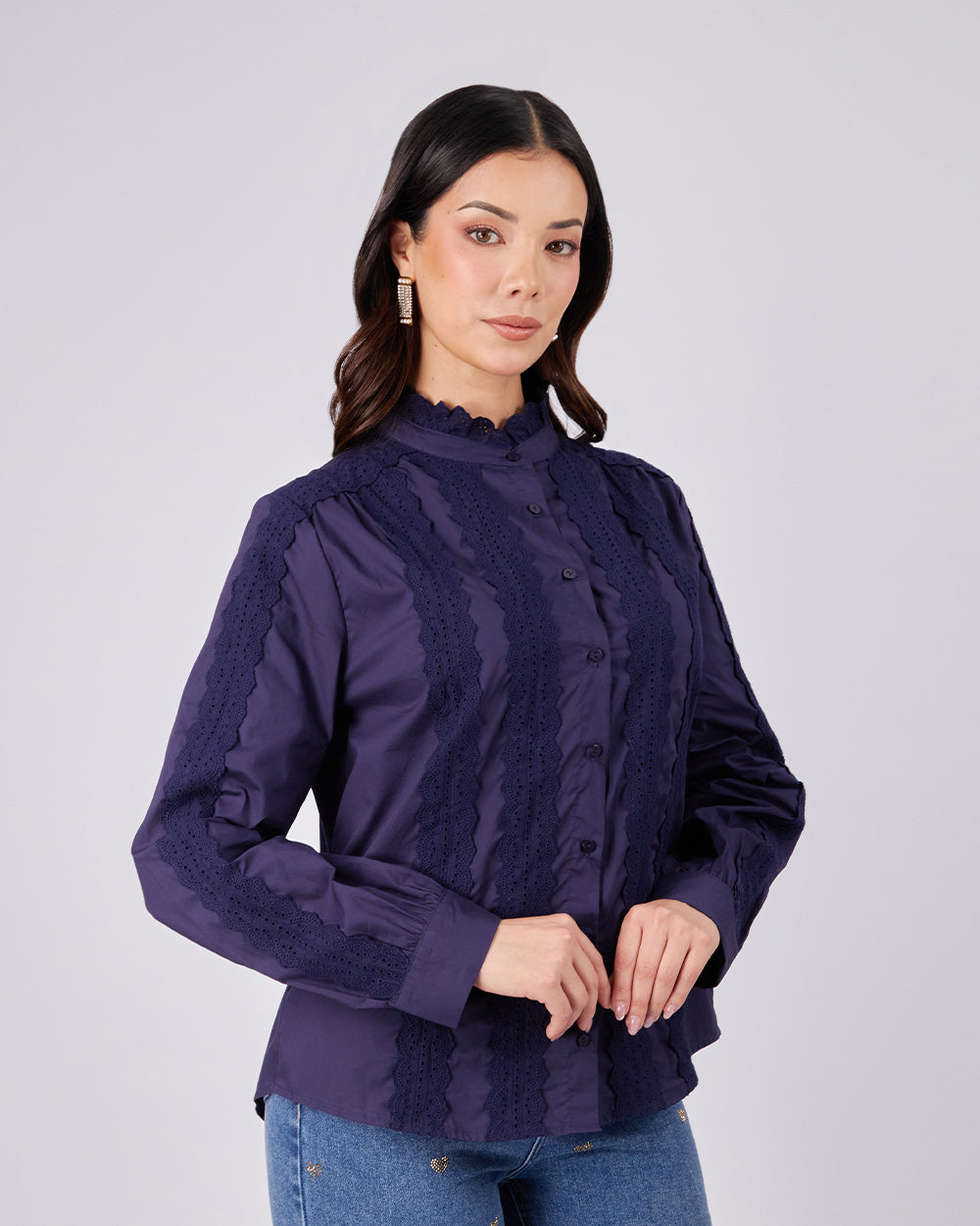 Blue Broderie Blouse