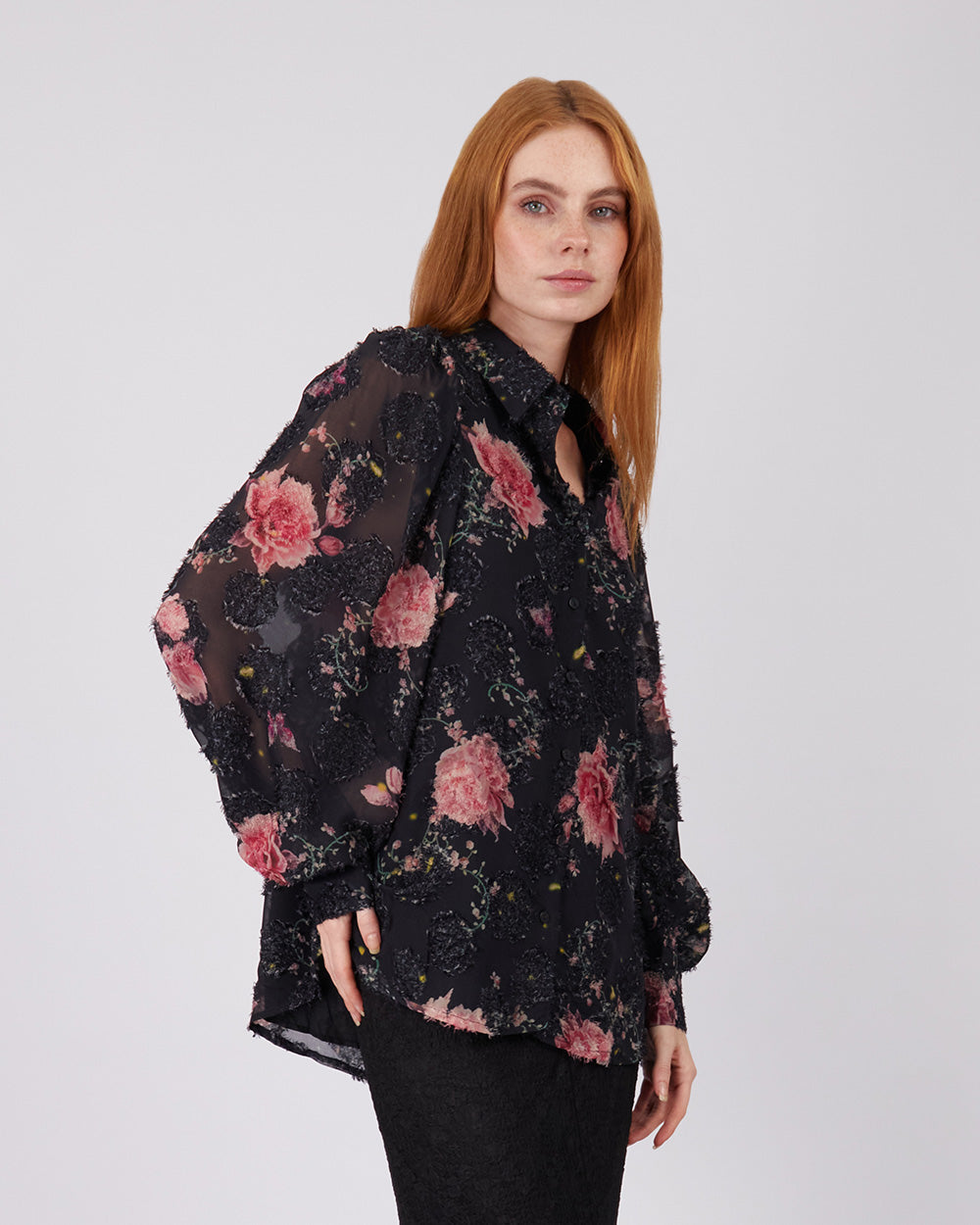 Black Shirt Pink Flowers