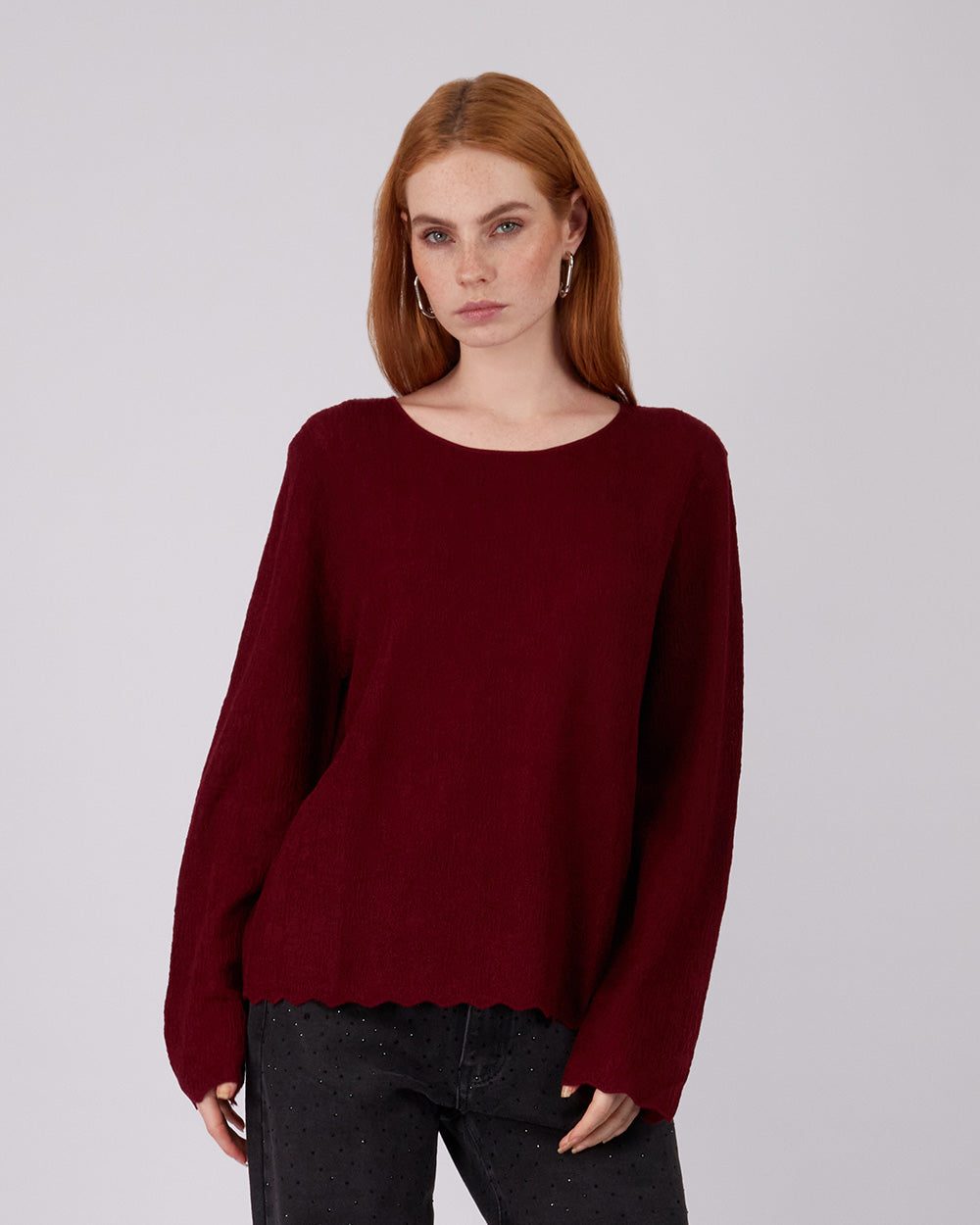 Burgundy Wave Sweater