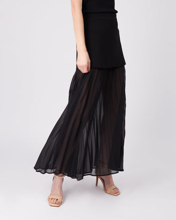 Black Knit And Tulle Skirt