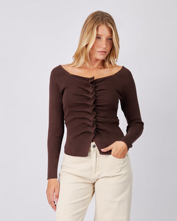 Brown Sweater Central Drape
