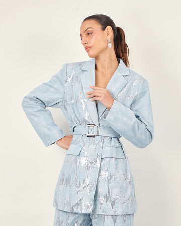 Denim sequin blazer