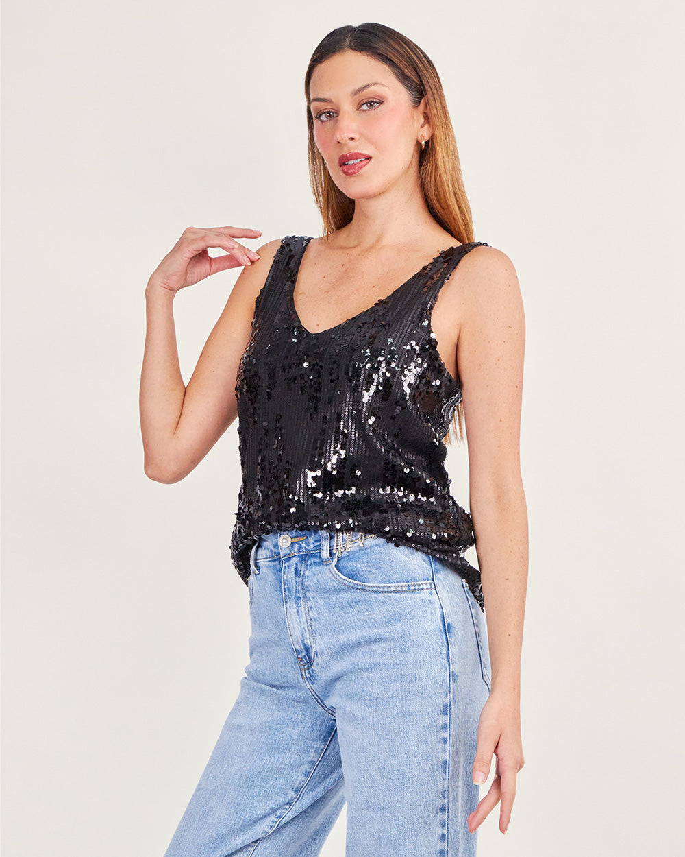 Black sequin top