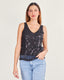 Black sequin flower top