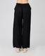 Black Flat Trousers Elastic Waistband