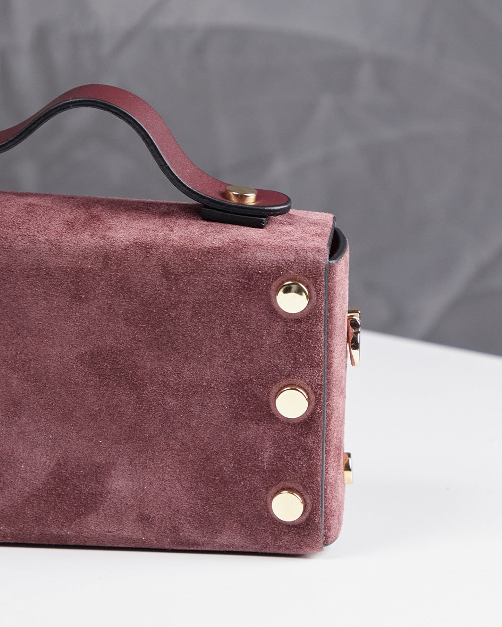 Burgundy Suede Bag  Leather Handle