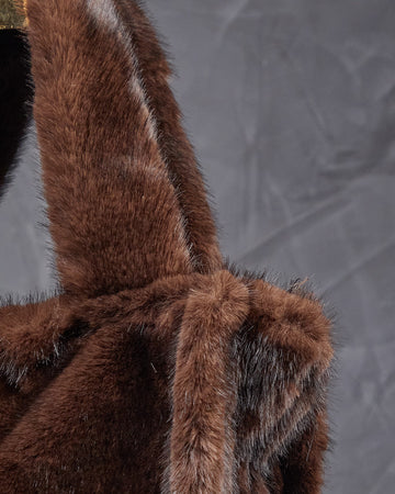 Brown Fur Bag  Double Handle