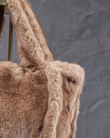 Taupe Fur Bag Double Handle