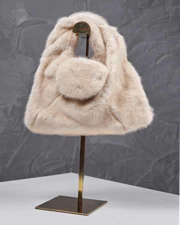 Beige Handbag Short Handle