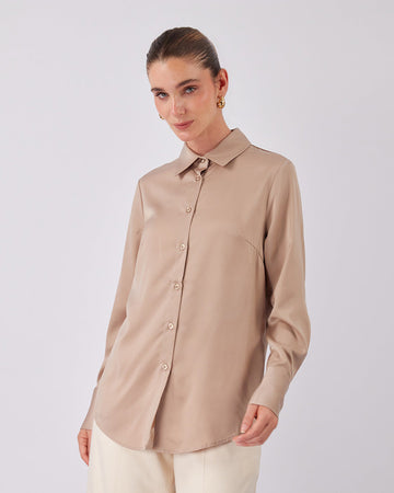 Beige Satin Shirt