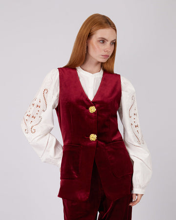 Burgundy Velvet Vest
