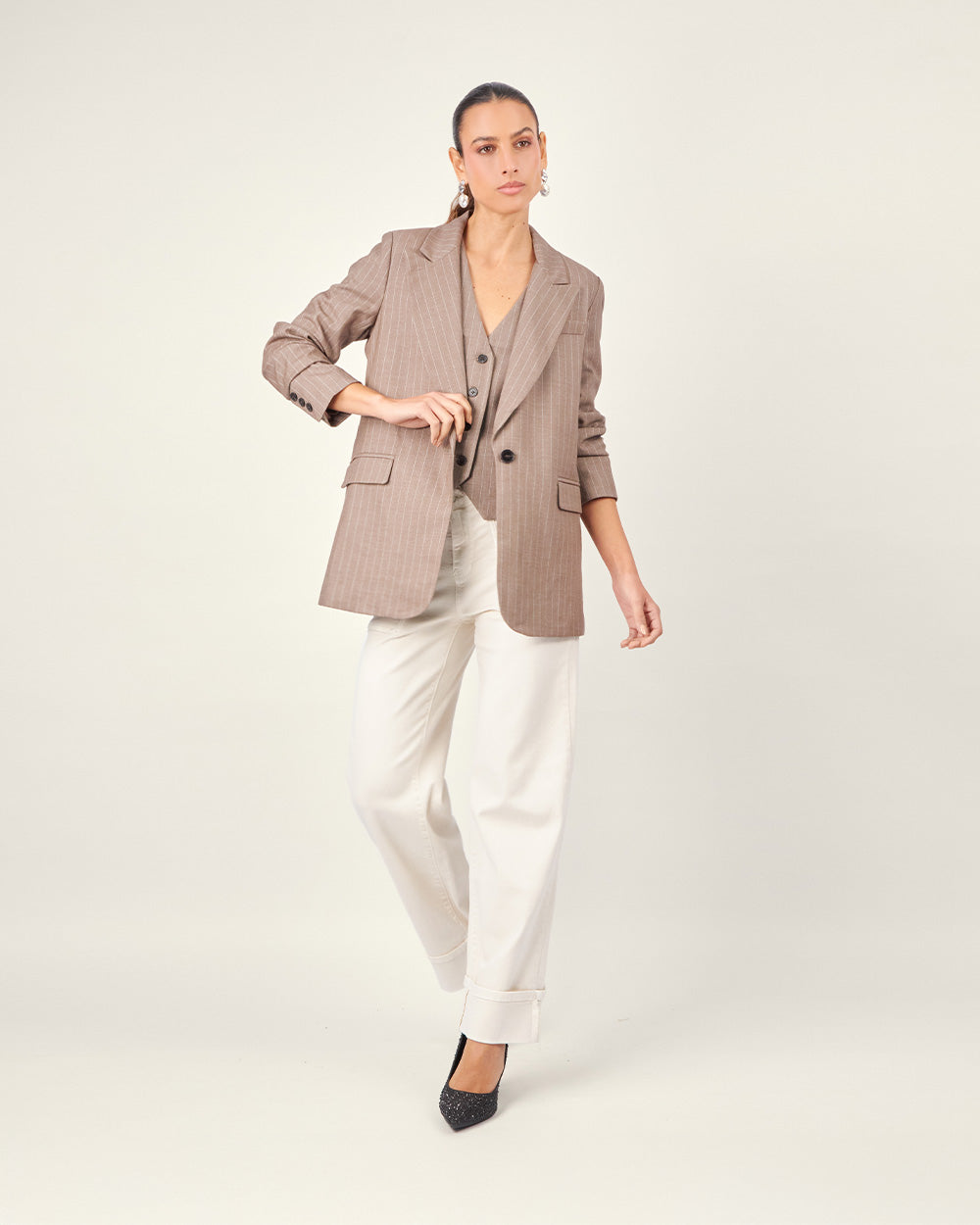 Striped brown blazer