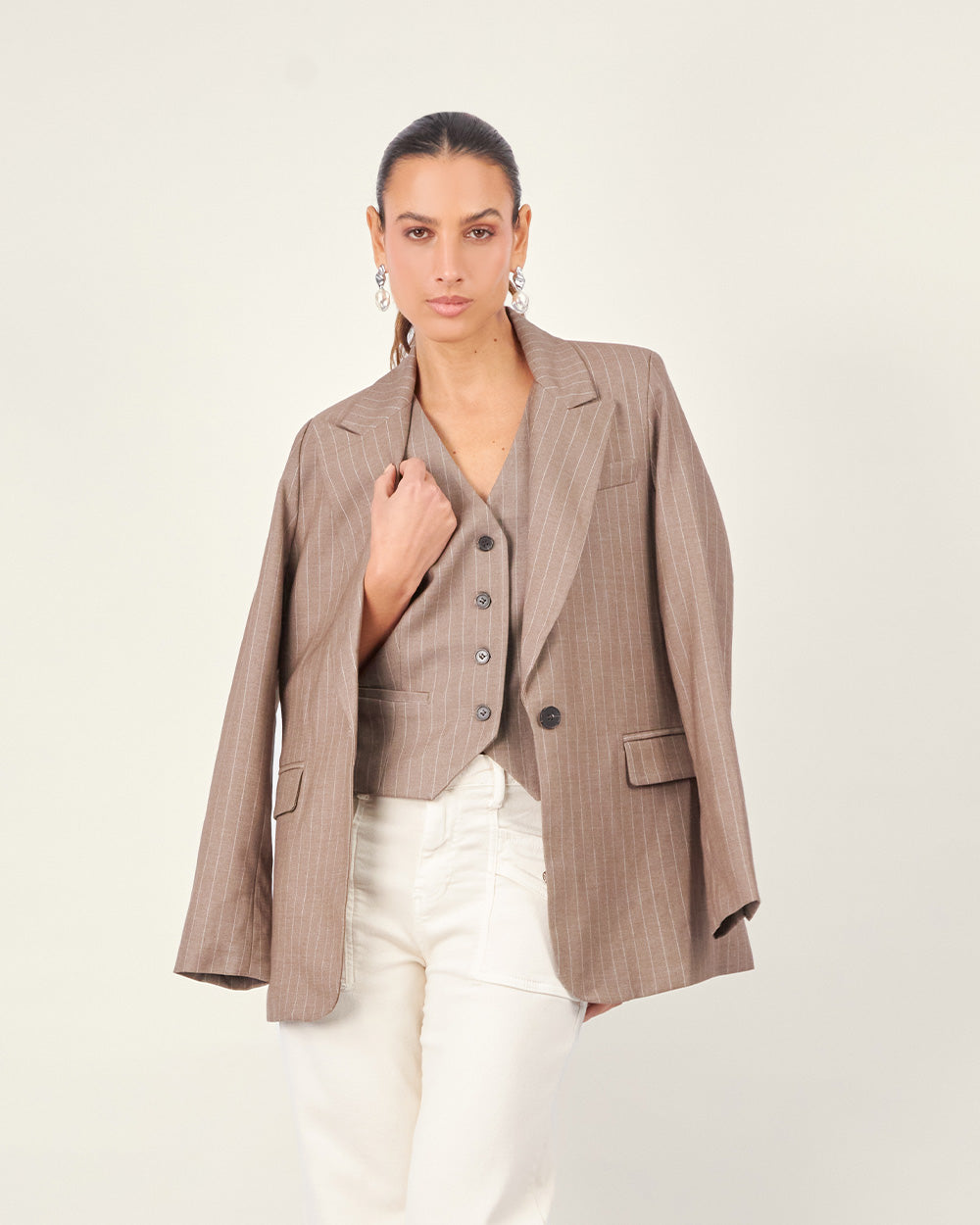 Striped brown blazer