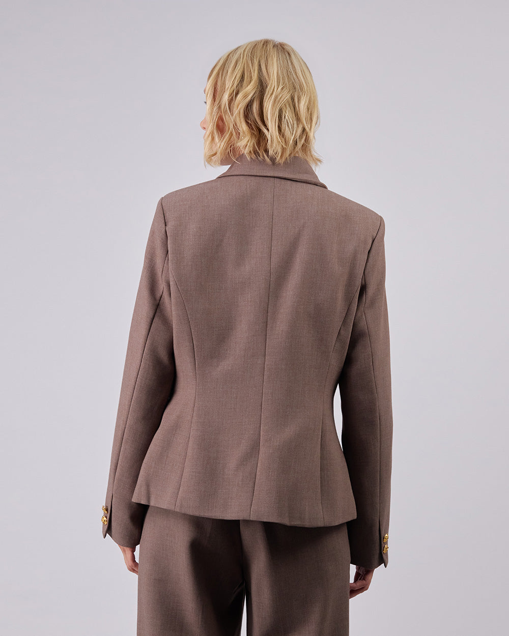 Grey Blazer Gold Buttons