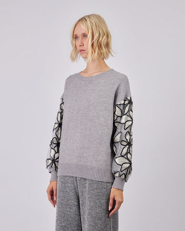 Grey Sweater Flowers