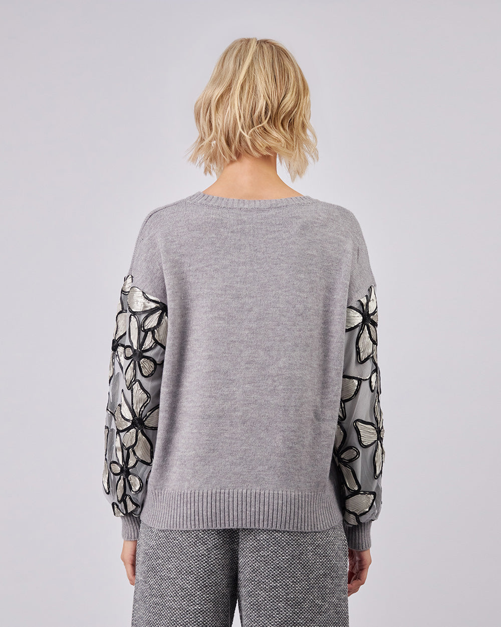 Grey Sweater Flowers