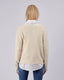 Beige Knitted Sweater With Lace Trim