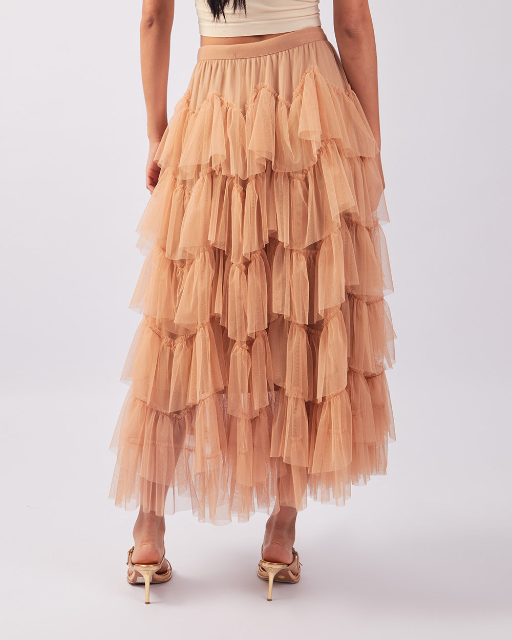 Nude Pearl Tulle Skirt