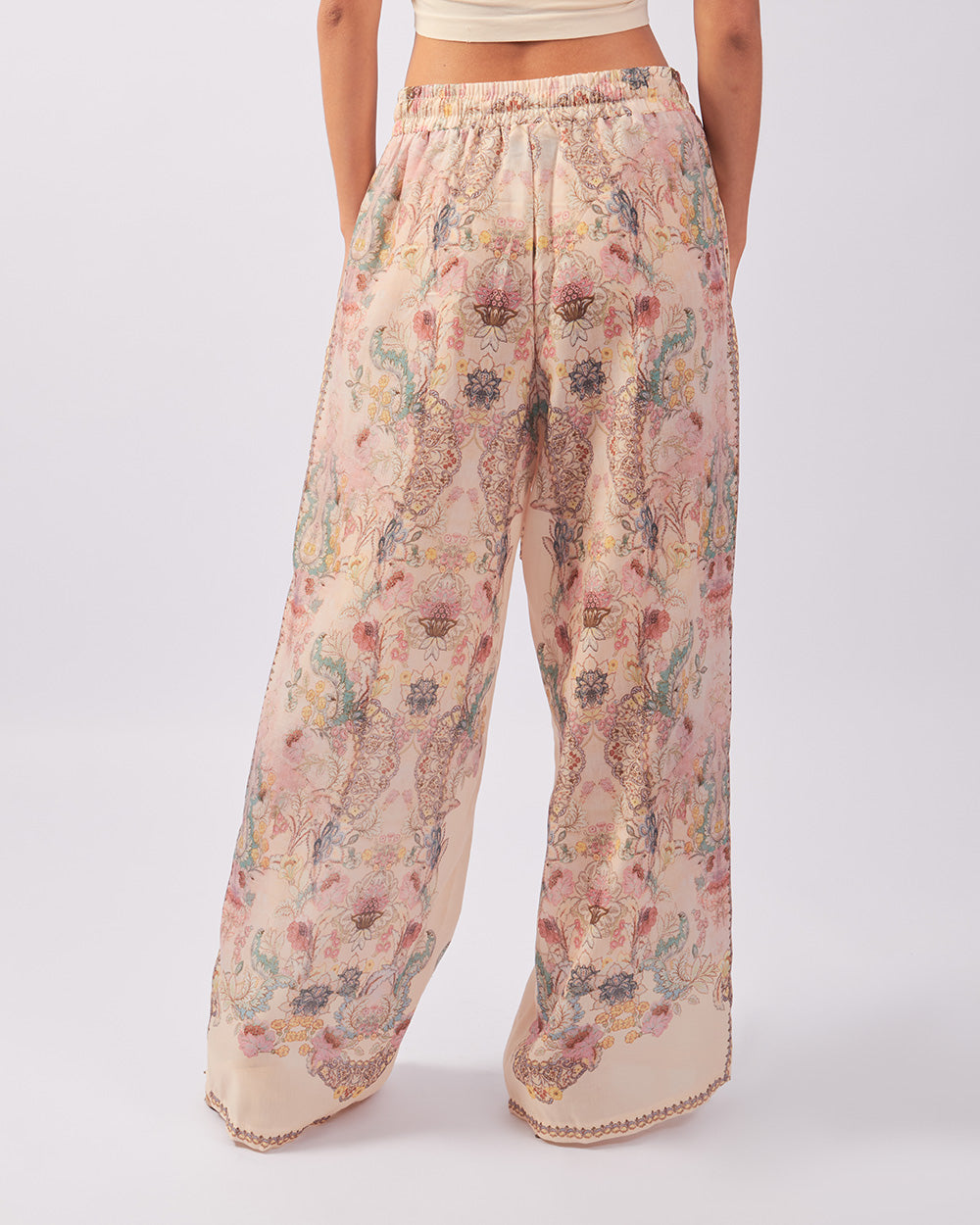 Beige Floral Palazzo