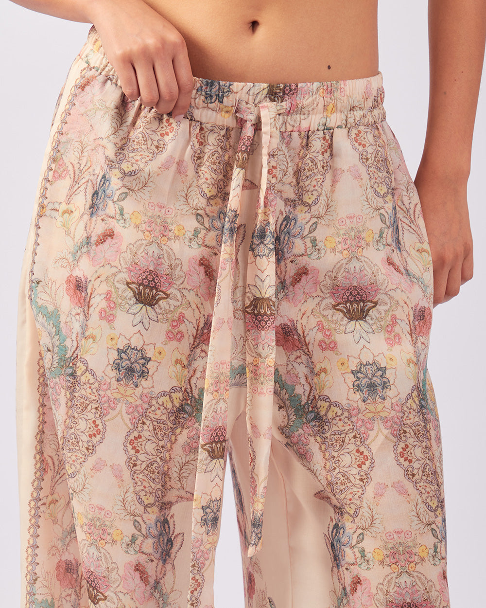 Beige Floral Palazzo