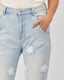 Light Blue Denim Pant 3D Flowers