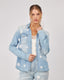 Light Blue Denim Shirt 3D Flowers