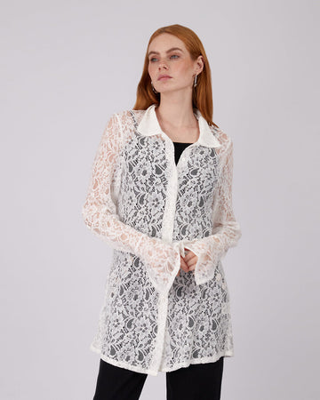 Long White Lace Shirt