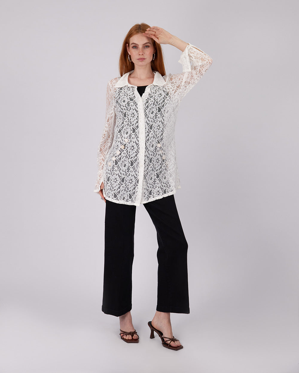 Long White Lace Shirt