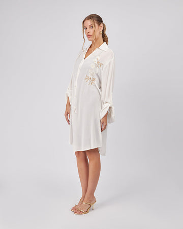 Pearl Embroidered Shirt Dress