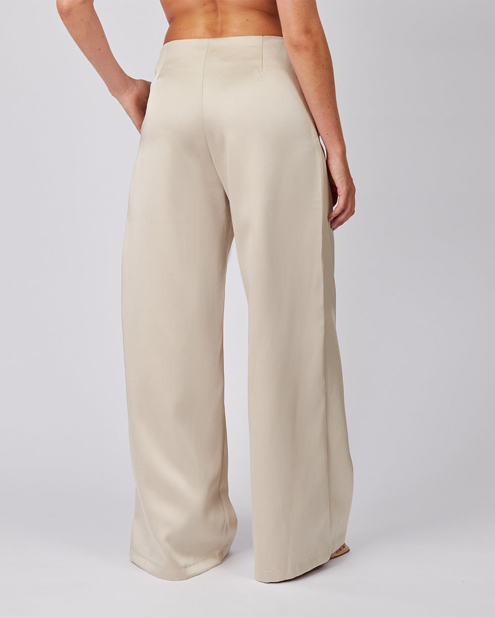 Beige Satin Pants
