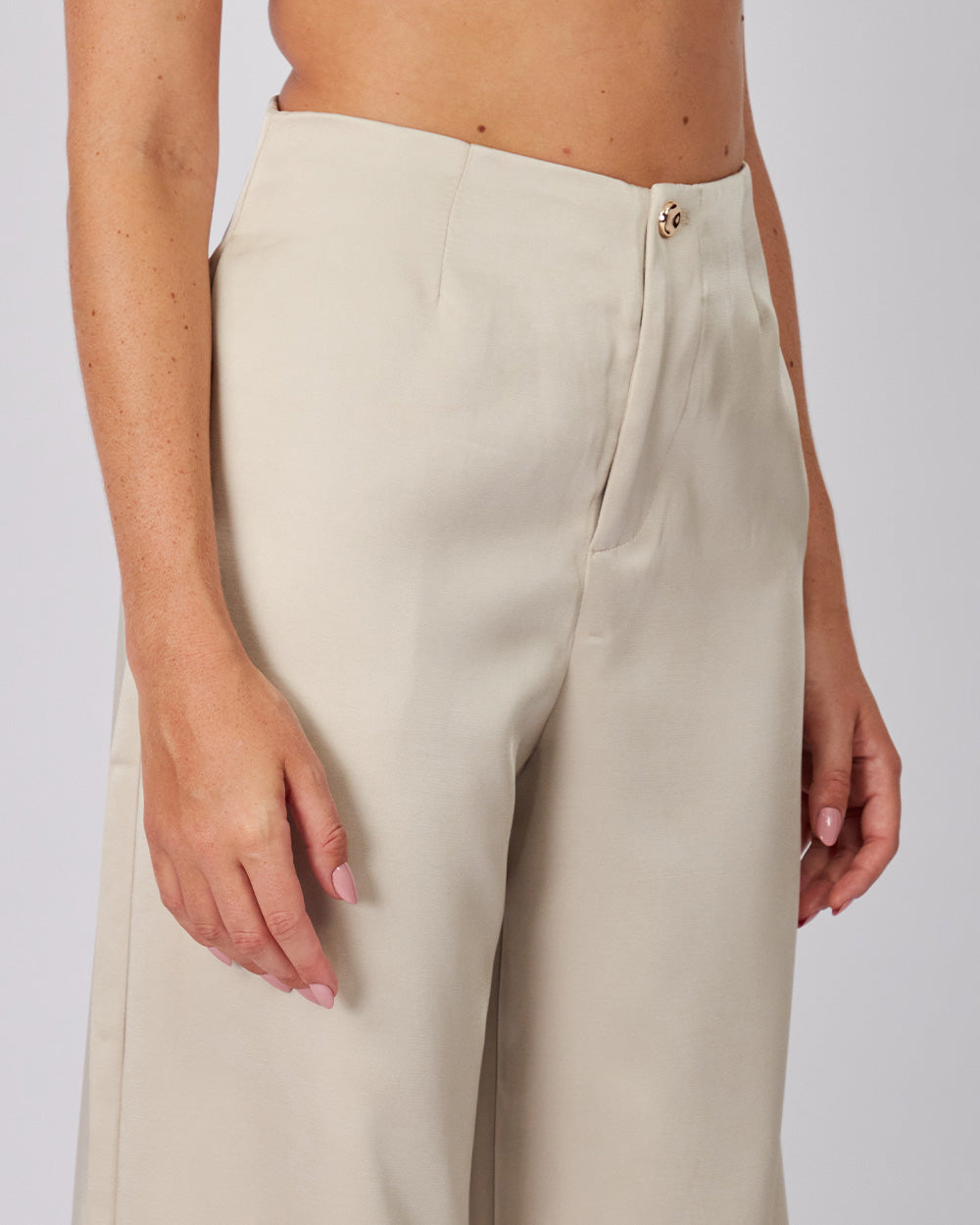 Beige Satin Pants