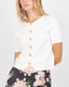 Open White Top With Golden Flower Buttons