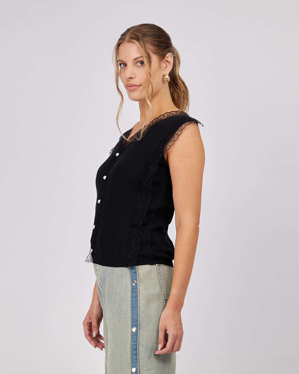 Black Vest Pearls And Lace